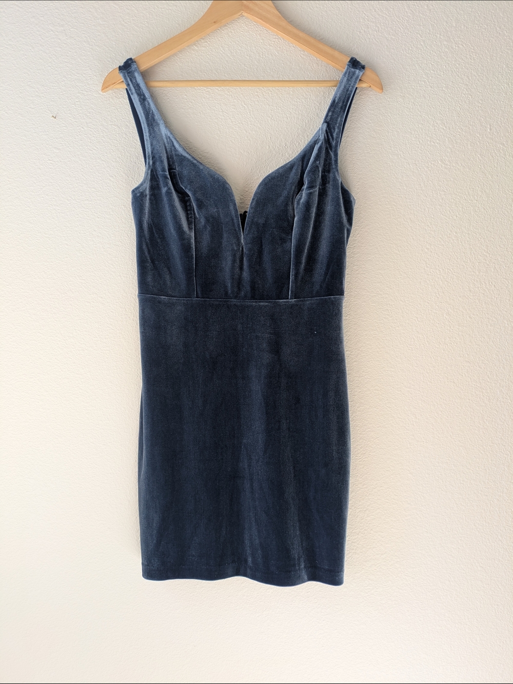 Express Navy Blue Velvet Sleeveless Dress with Back Zip
